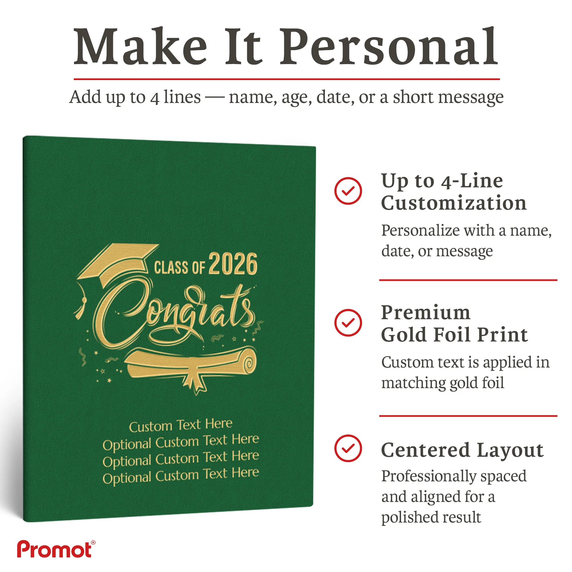 Personalized Graduation Party Guestbook- Class of 2026 (GREEN)